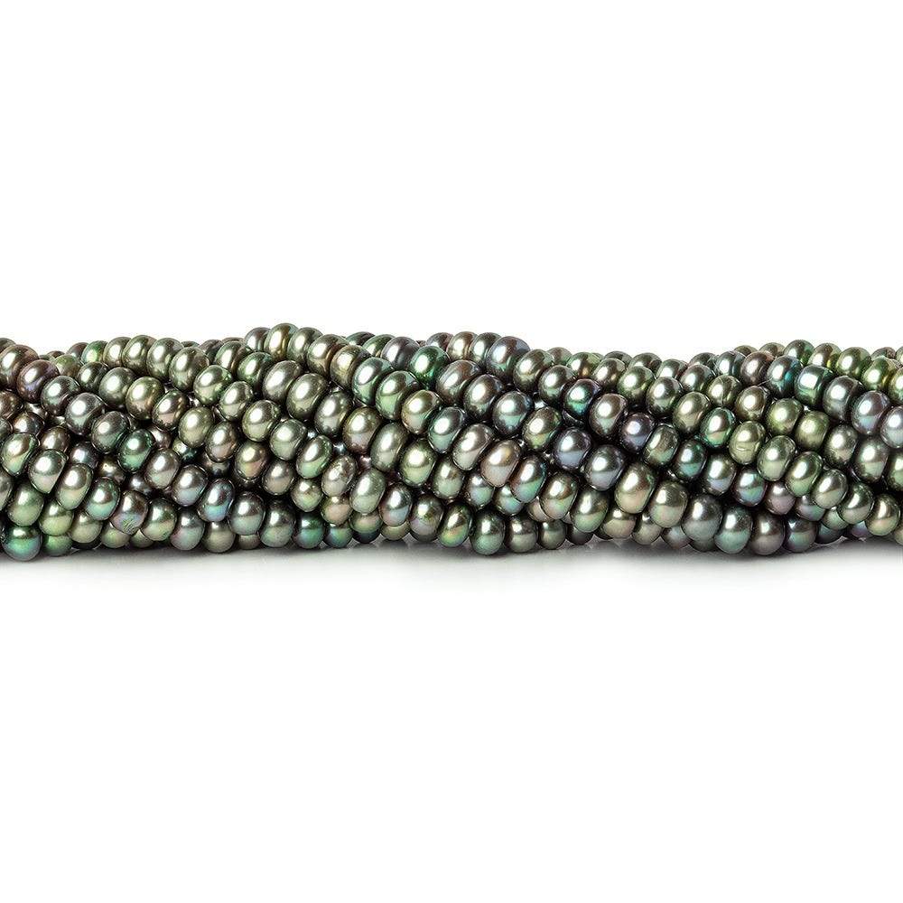 5mm Green Center Drill Button Pearl, 15 inch - Beadsofcambay.com