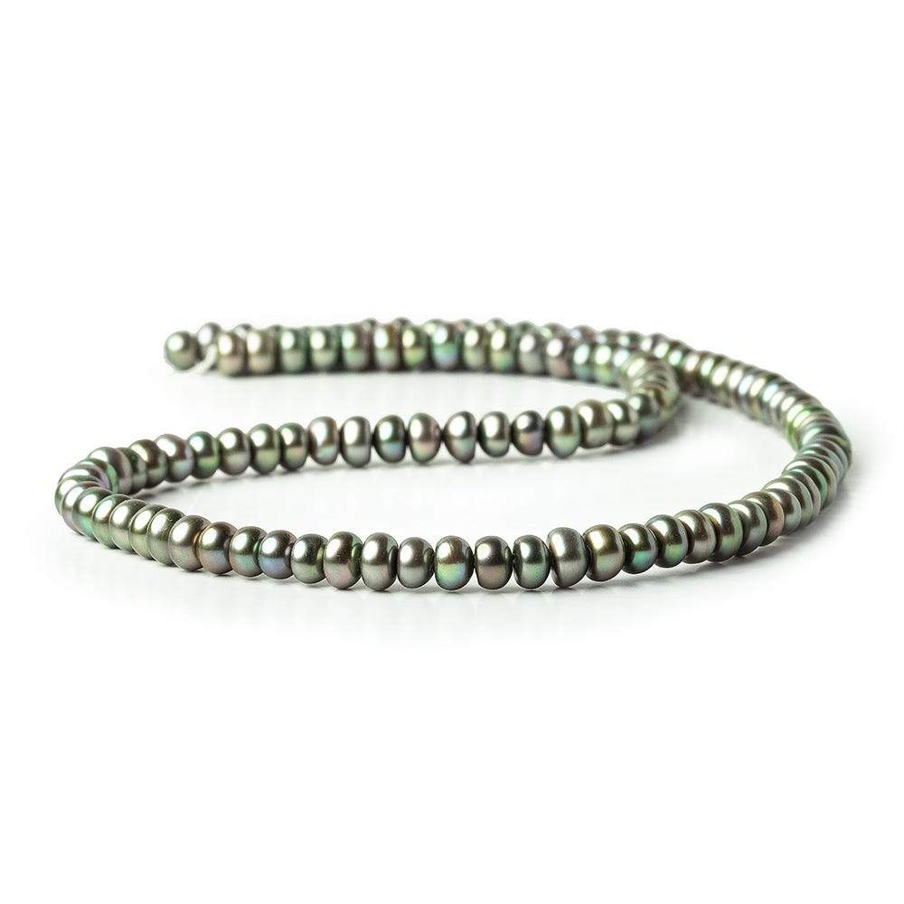 5mm Green Center Drill Button Pearl, 15 inch - Beadsofcambay.com