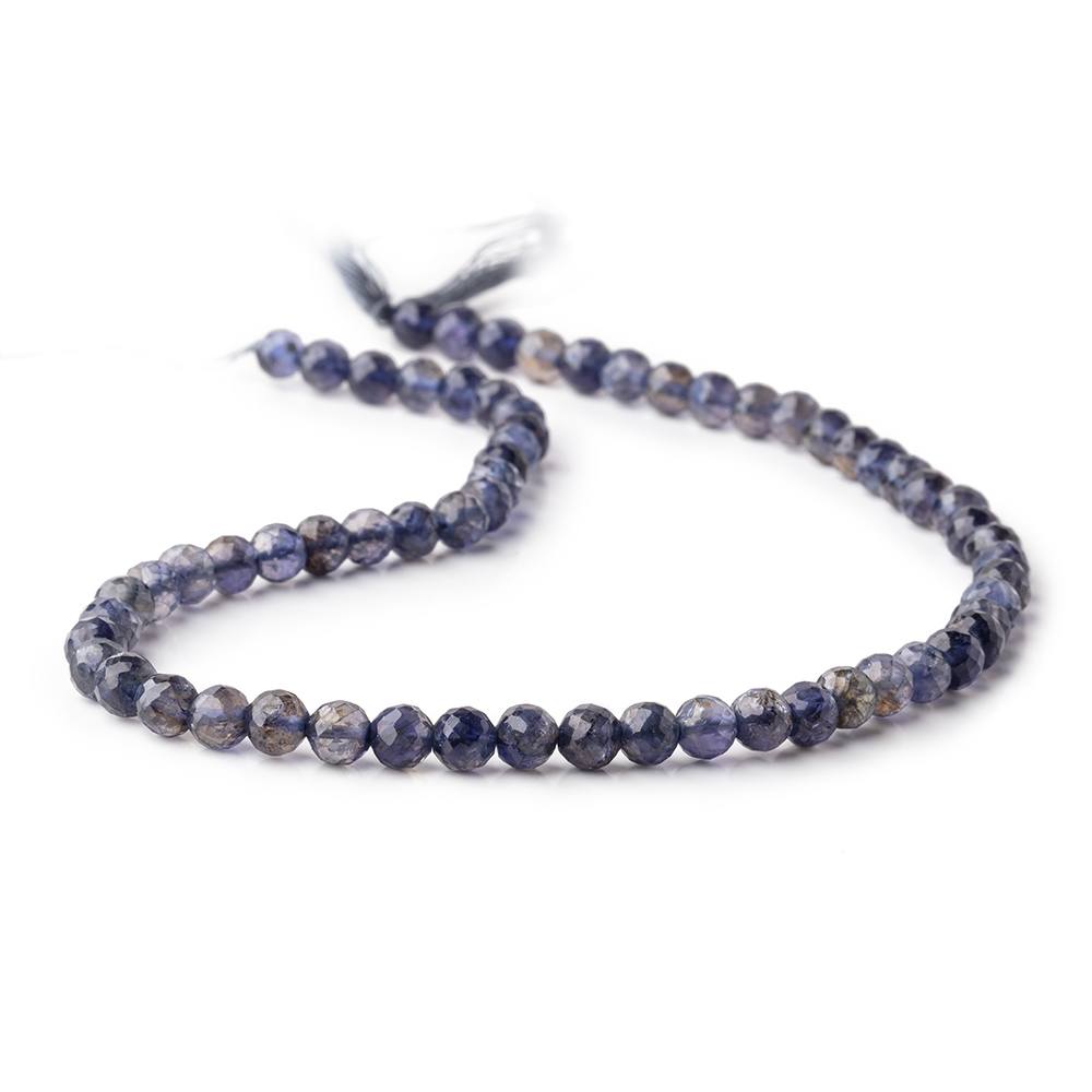 5mm Iolite faceted round beads 12.5 inch 73 pieces AA Grade - Beadsofcambay.com