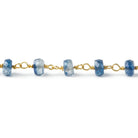 5mm Kyanite Faceted Rondelle on Vermeil Chain by the foot 40 pieces - Beadsofcambay.com