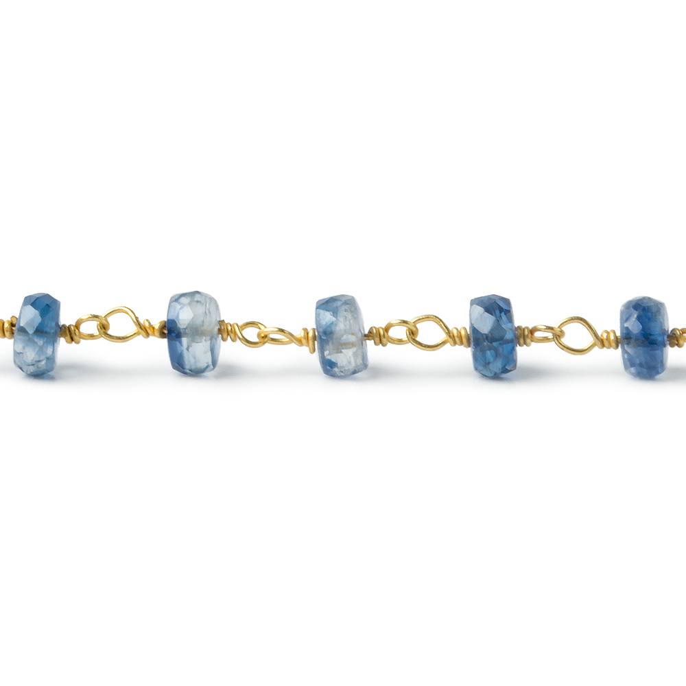 5mm Kyanite Faceted Rondelle on Vermeil Chain by the foot 40 pieces - Beadsofcambay.com