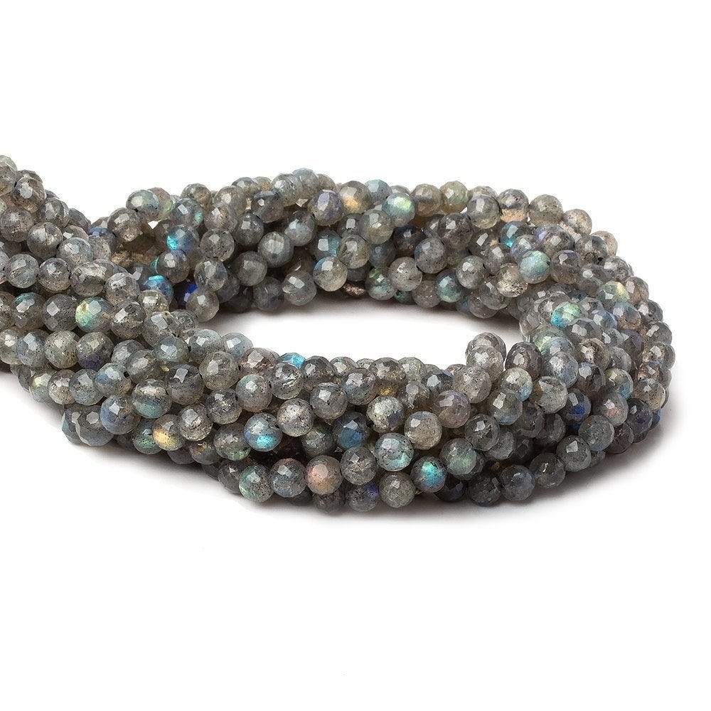 5mm Labradorite Faceted Round Beads 13.5 inch 70 pieces - Beadsofcambay.com