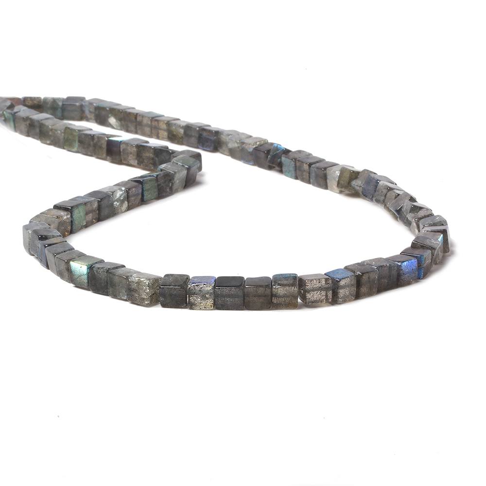 5mm Labradorite Plain Cube Beads 16 inch 72 pieces - Beadsofcambay.com