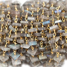 5mm Labradorite Plain Heshi on Vermeil Chain by the foot - Beadsofcambay.com