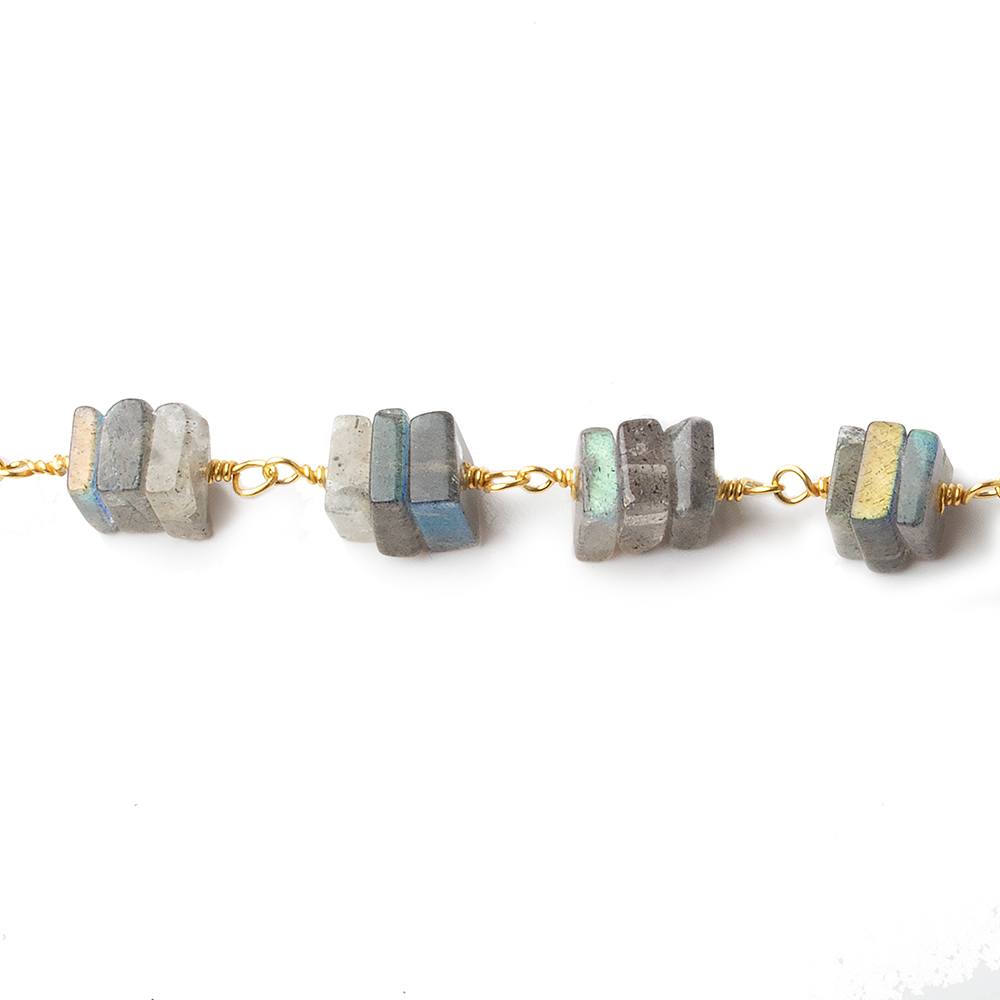 5mm Labradorite square heshi Vermeil Chain by the foot - Beadsofcambay.com