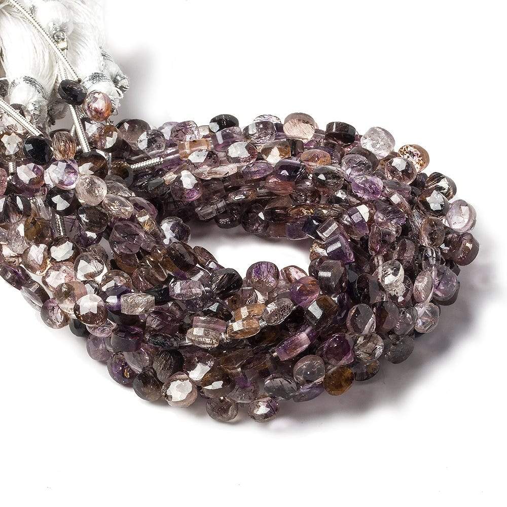5mm Lepidocrocite faceted petite heart beads 6 inch 50 pieces - Beadsofcambay.com