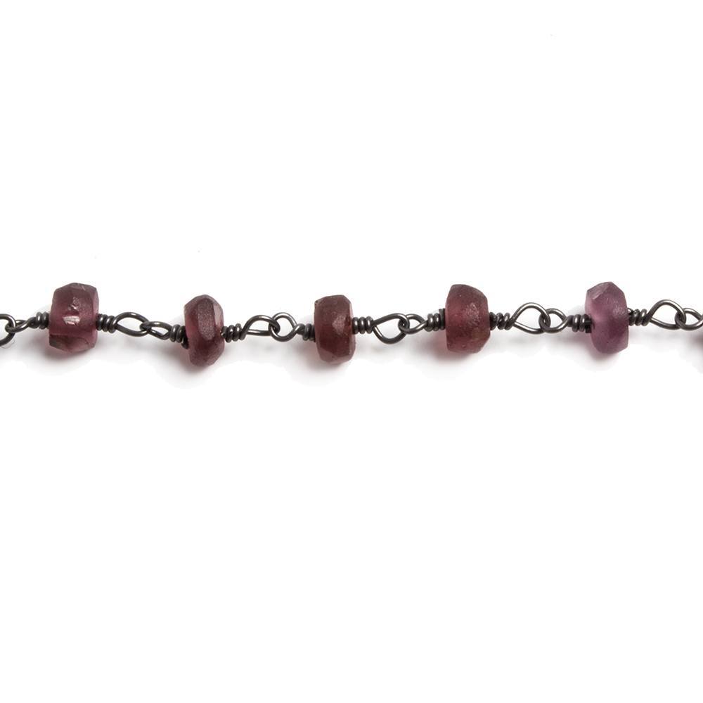 5mm Matte Garnet rondelle Black Gold plated Chain by the foot 32 pieces - Beadsofcambay.com
