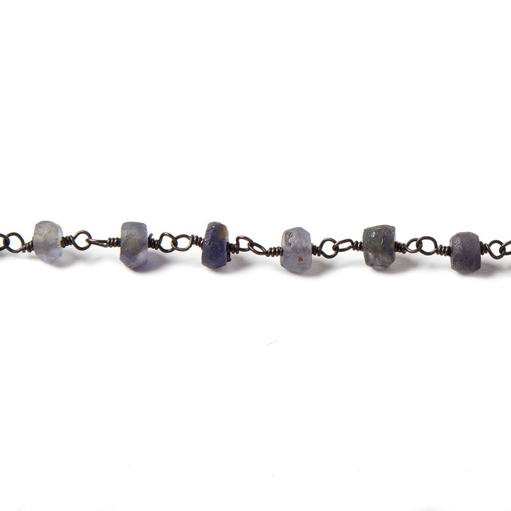 5mm Matte Iolite plain rondelle Black Gold plated Chain by the foot 39pcs - Beadsofcambay.com