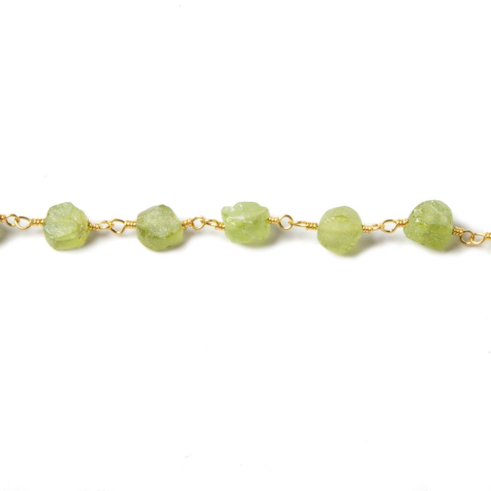 5mm Matte Peridot Coin Gold plated Chain by the foot 28 pcs - Beadsofcambay.com