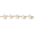 5mm Matte Rainbow Moonstone Plain Rondelles on Gold Plated Chain 35pcs - Beadsofcambay.com