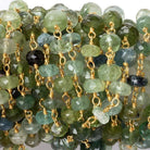 5mm Moss Aquamarine faceted rondelle Vermeil Chain by the foot 37 beads - Beadsofcambay.com