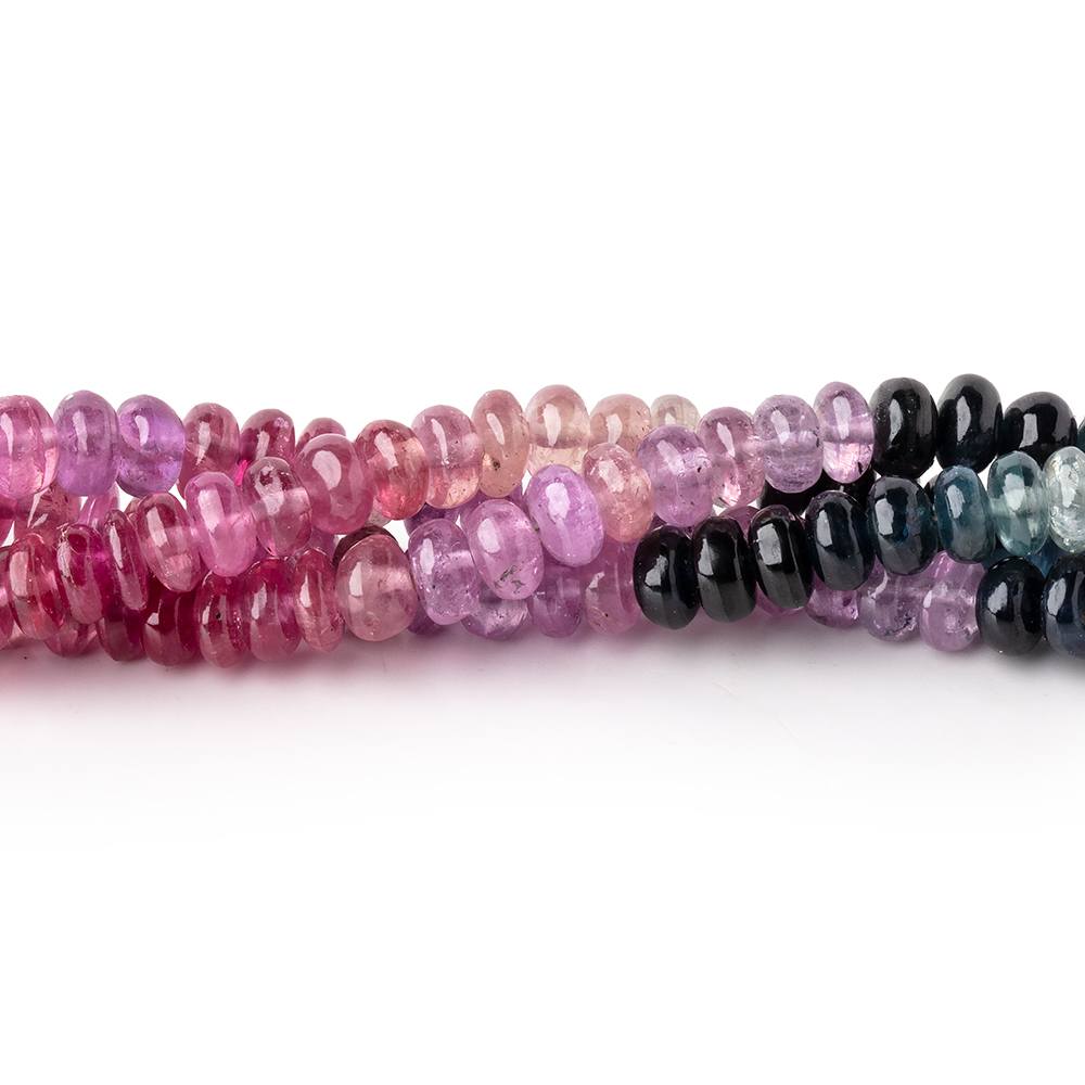 5mm Multi Color Sapphire Plain Rondelle Beads 18 inch 154 pieces AA - Beadsofcambay.com