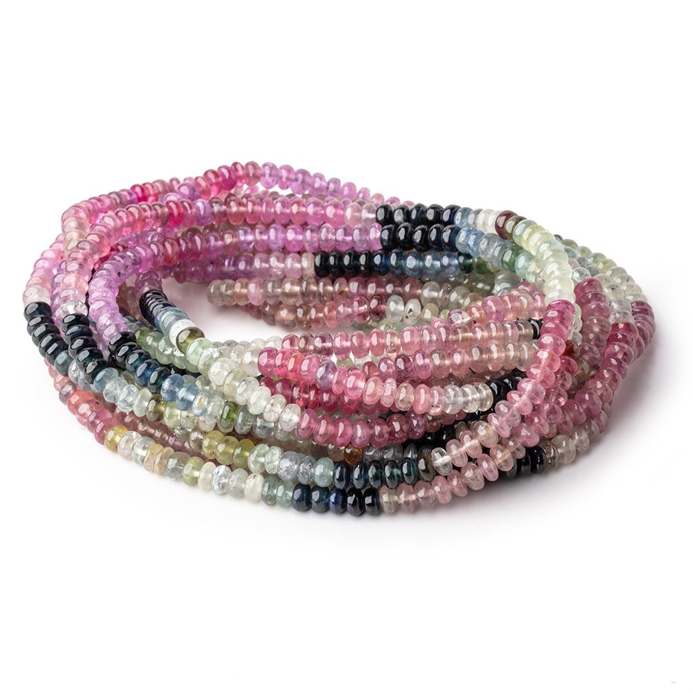5mm Multi Color Sapphire Plain Rondelle Beads 18 inch 154 pieces AA - Beadsofcambay.com