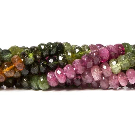 5mm Multi Color Tourmaline Beads Faceted Rondelle 126 pcs - Beadsofcambay.com