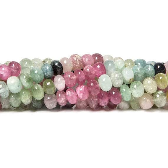 5mm Multi Color Tourmaline Beads Plain Rondelle 100 pcs - Beadsofcambay.com