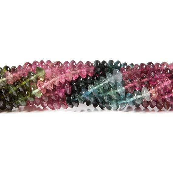 5mm Multi Color Tourmaline Beads Plain Rondelle - Beadsofcambay.com