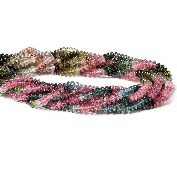 5mm Multi Color Tourmaline Beads Plain Rondelle - Beadsofcambay.com