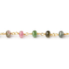 5mm Multi Color Tourmaline Plain Rondelles on Vermeil Chain by the Foot - Beadsofcambay.com