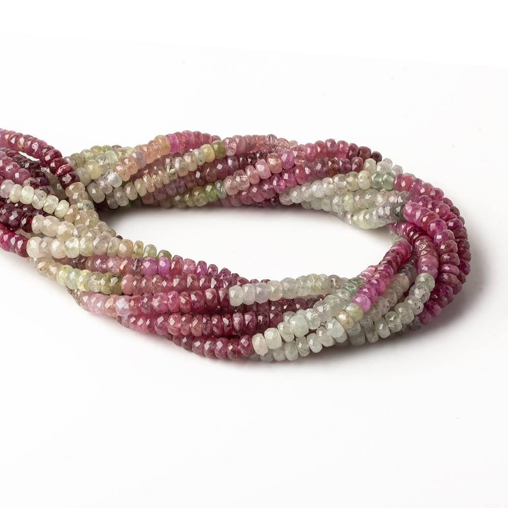 5mm Multi Color Umba Sapphire faceted rondelles 16 inch 135 beads AA - Beadsofcambay.com