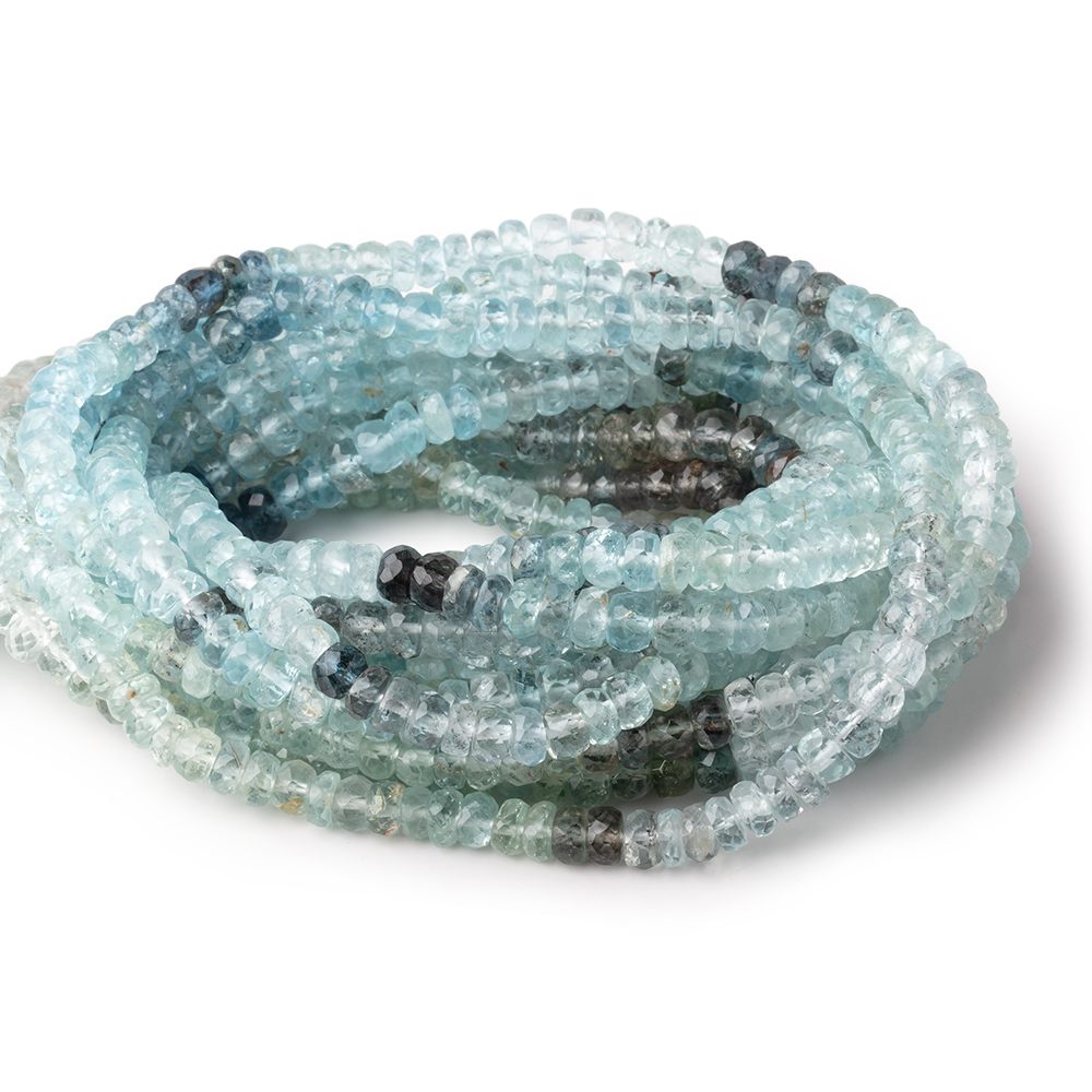 5mm Multi Moss Aquamarine faceted rondelle beads 16 inch 142 pieces - Beadsofcambay.com