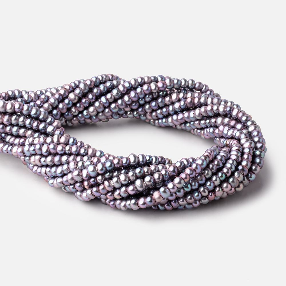 5mm Multi-Tonal Purple Off Round 2.5mm Large Hole Pearls 15 inch 120 Beads - Beadsofcambay.com
