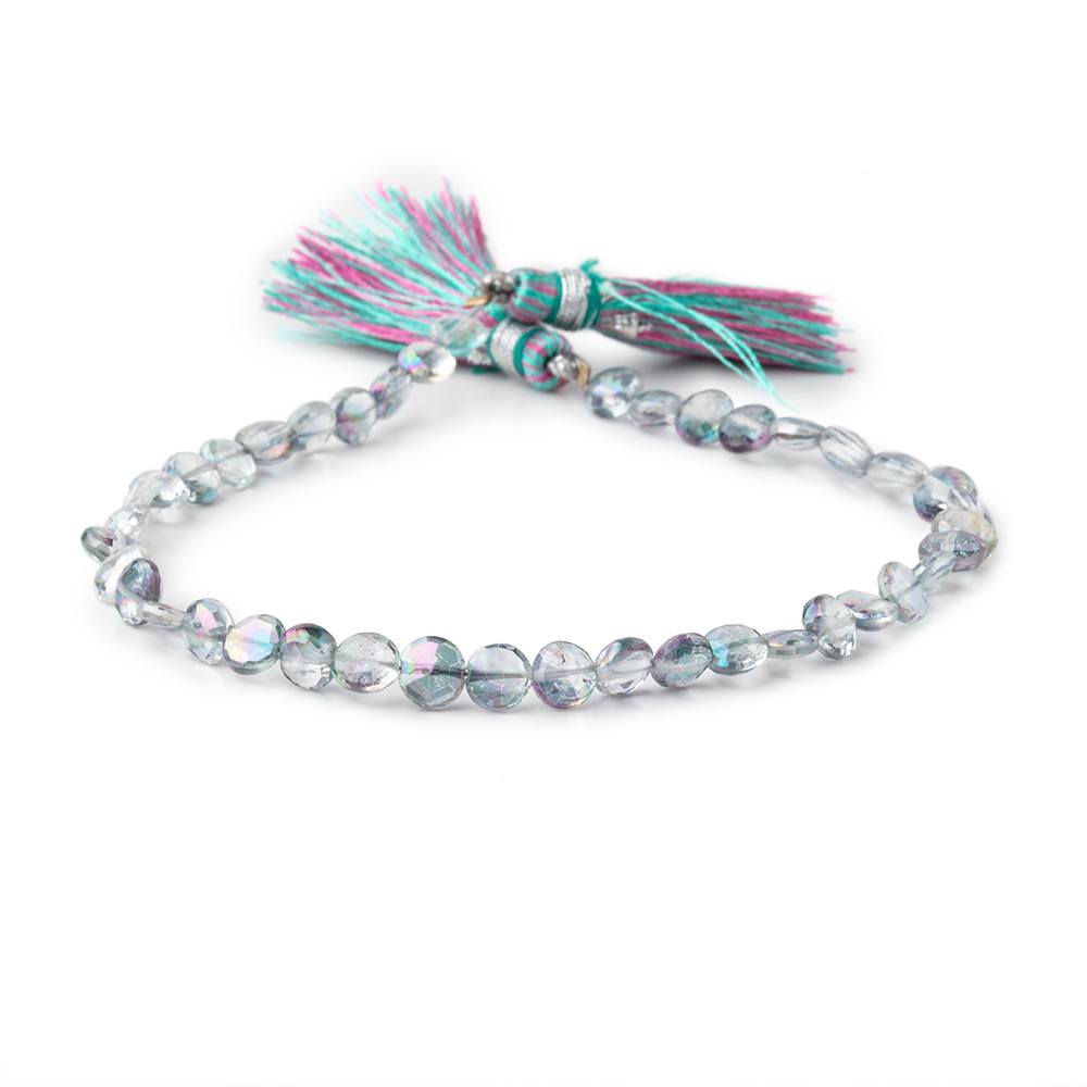 5mm Mystic Grey Topaz Faceted Coin Beads 8 inch 41 pieces - Beadsofcambay.com
