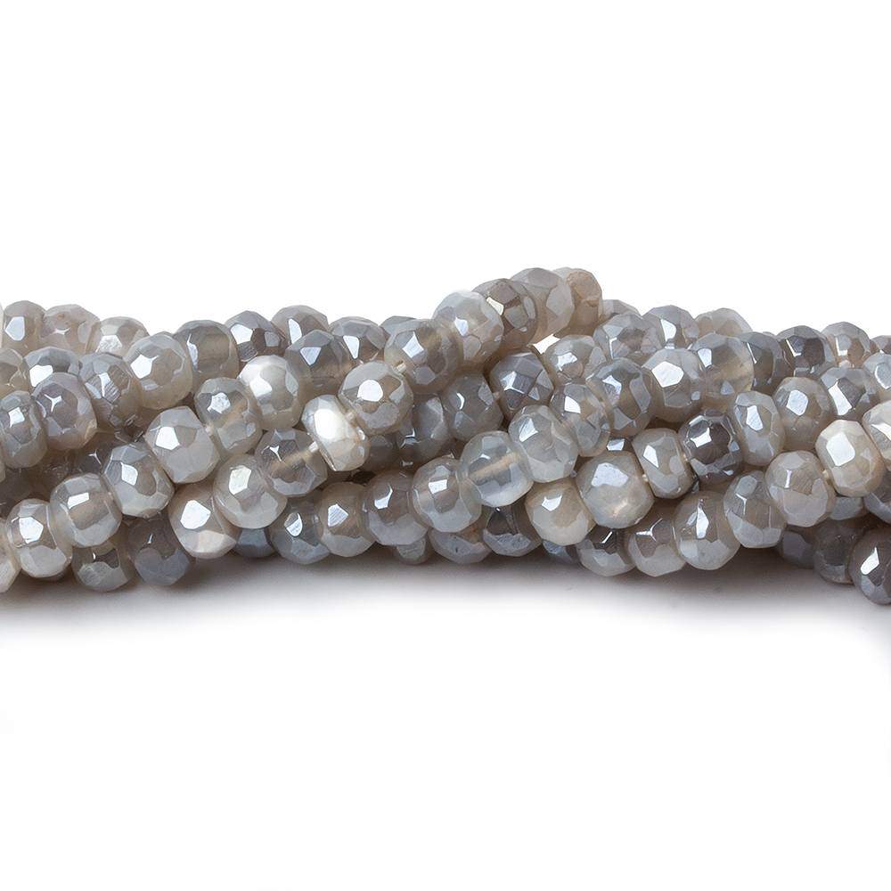5mm Mystic Platinum Moonstone faceted rondelles 16 inch 100 beads A - Beadsofcambay.com