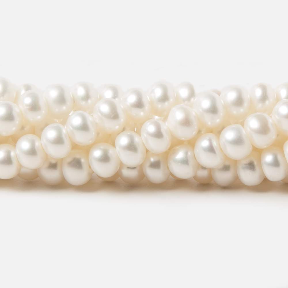 5mm Off White Center Drilled Button Freshwater Pearls 15.5 inch 100 pieces - Beadsofcambay.com