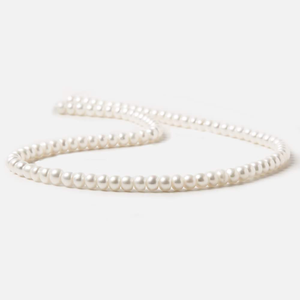 5mm Off White Center Drilled Button Freshwater Pearls 15.5 inch 100 pieces - Beadsofcambay.com