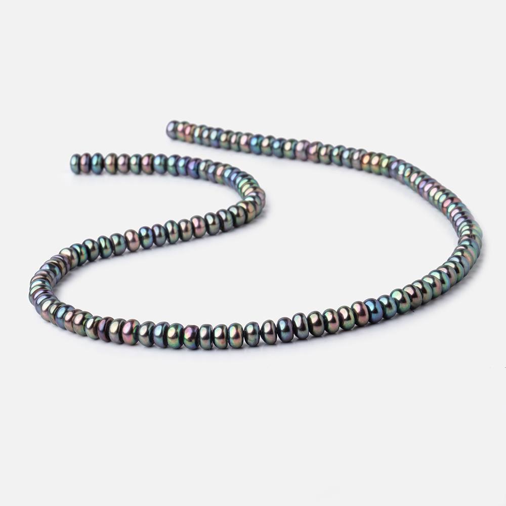 5mm Peacock Center Drill Button Freshwater Pearl beads 15.5 inch 121 pieces A - Beadsofcambay.com