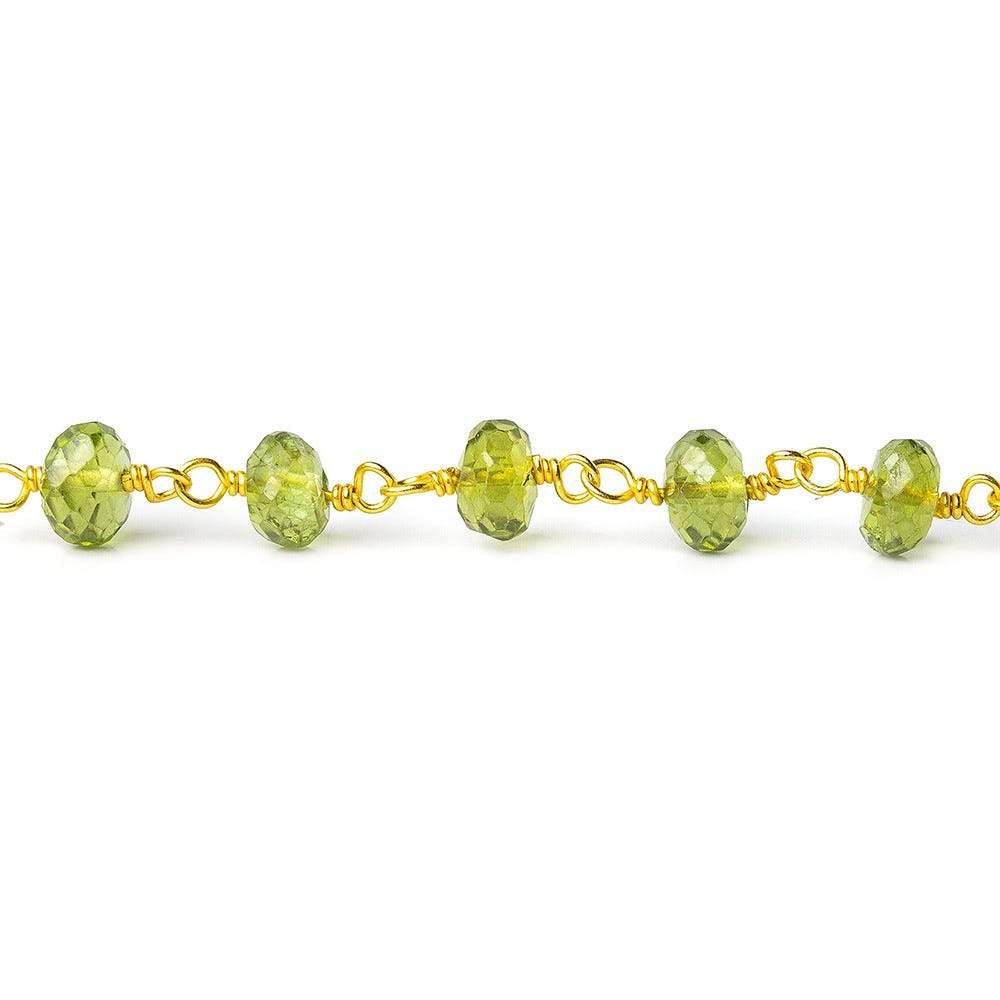 5mm Peridot faceted rondelle Vermeil Chain by the foot - Beadsofcambay.com
