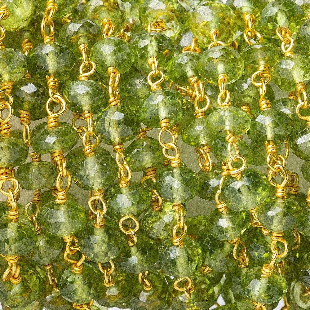 5mm Peridot faceted rondelle Vermeil Chain by the foot - Beadsofcambay.com