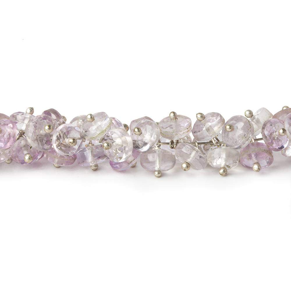 5mm Pink Amethyst and Crystal Quartz faceted rondelles on headpins 6 inch 95 pcs - Beadsofcambay.com