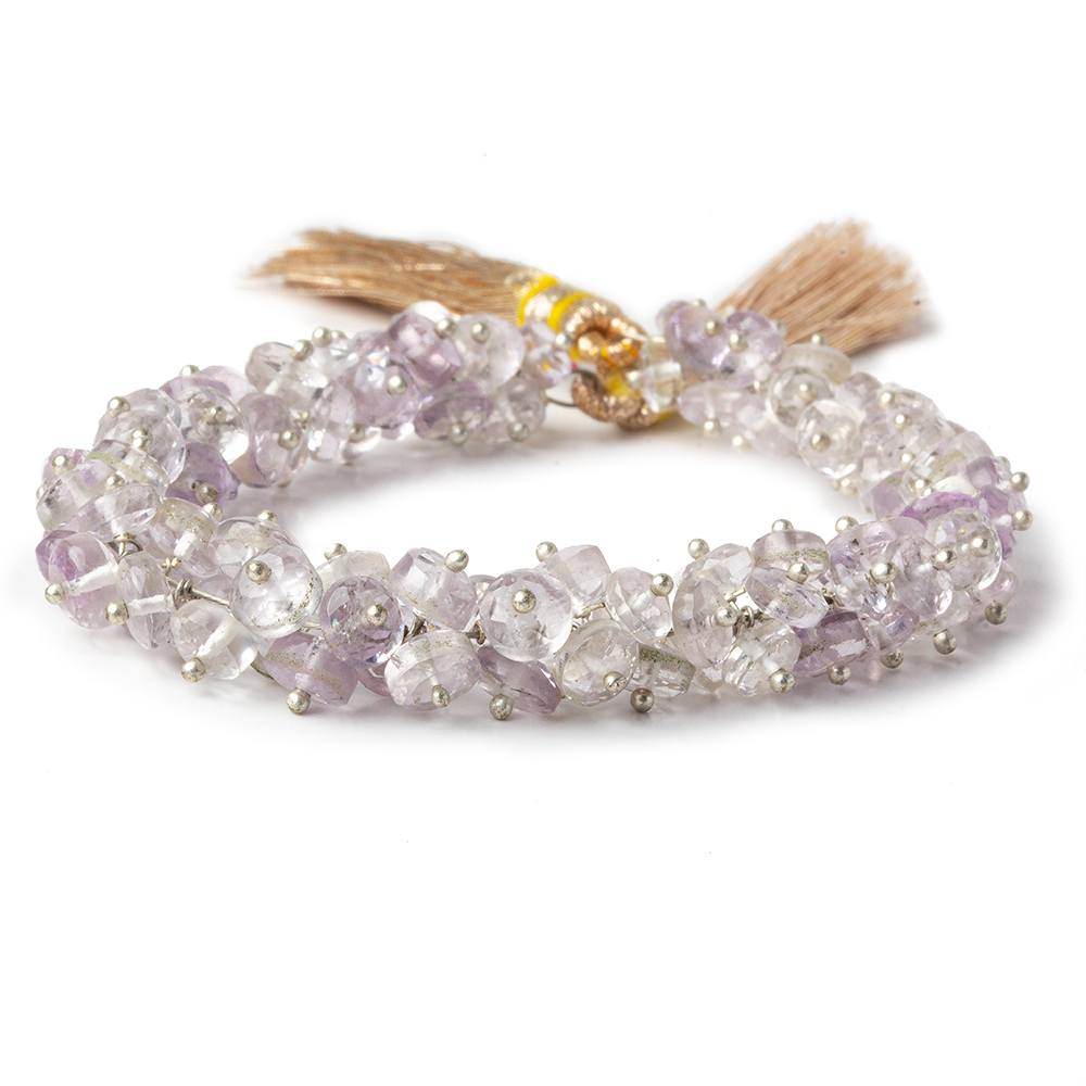 5mm Pink Amethyst and Crystal Quartz faceted rondelles on headpins 6 inch 95 pcs - Beadsofcambay.com