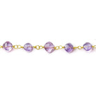 5mm Pink Amethyst faceted square Vermeil Chain by the foot - Beadsofcambay.com