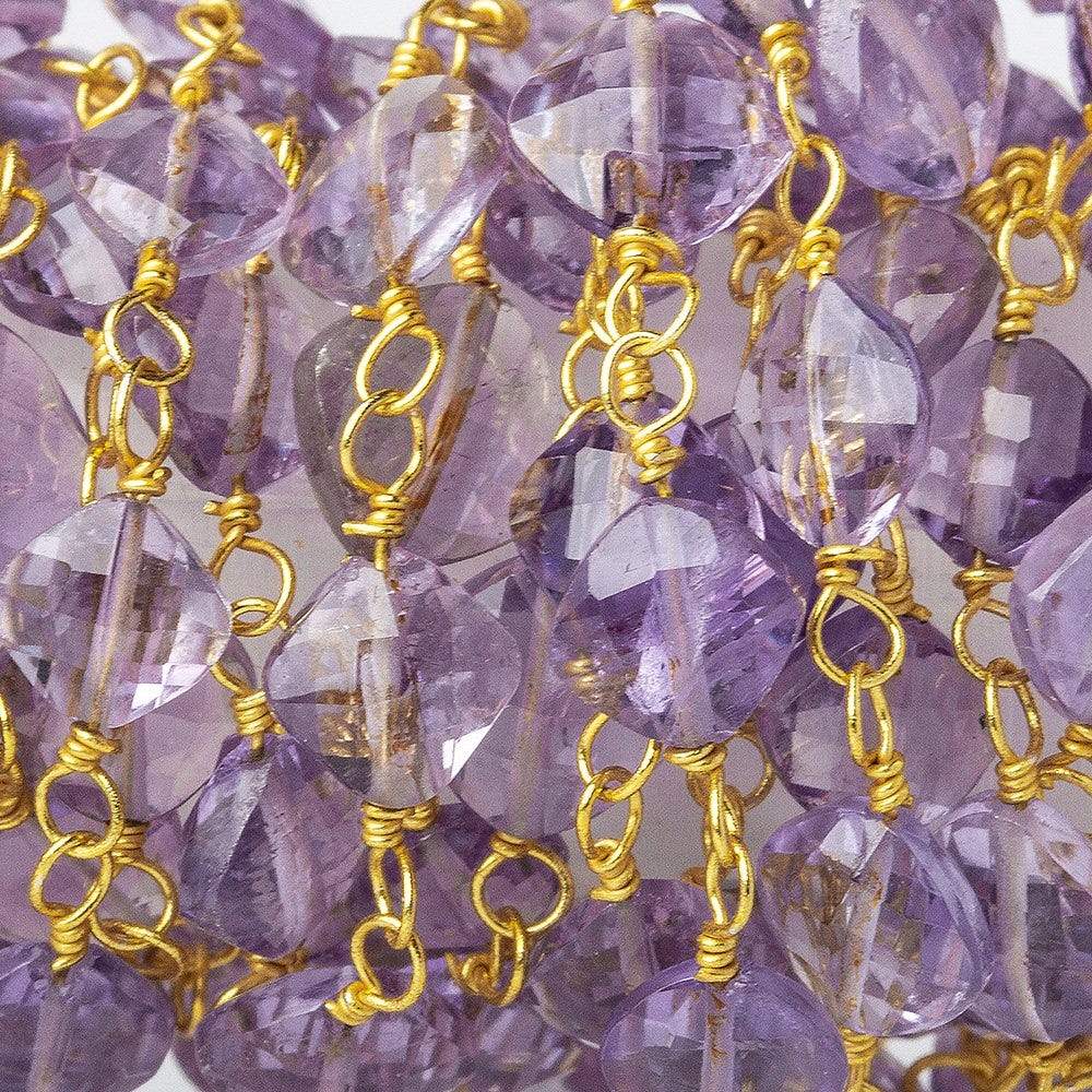 5mm Pink Amethyst faceted square Vermeil Chain by the foot - Beadsofcambay.com