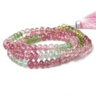 5mm Pink & Green Tourmaline Faceted Rondelle Beads 124 pieces AAA Grade - Beadsofcambay.com