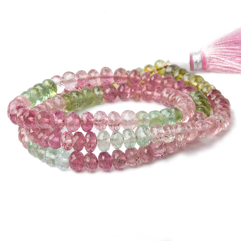 5mm Pink & Green Tourmaline Faceted Rondelle Beads 124 pieces AAA Grade - Beadsofcambay.com