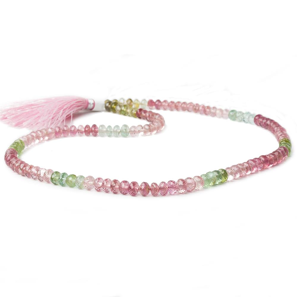 5mm Pink & Green Tourmaline Faceted Rondelle Beads 124 pieces AAA Grade - Beadsofcambay.com