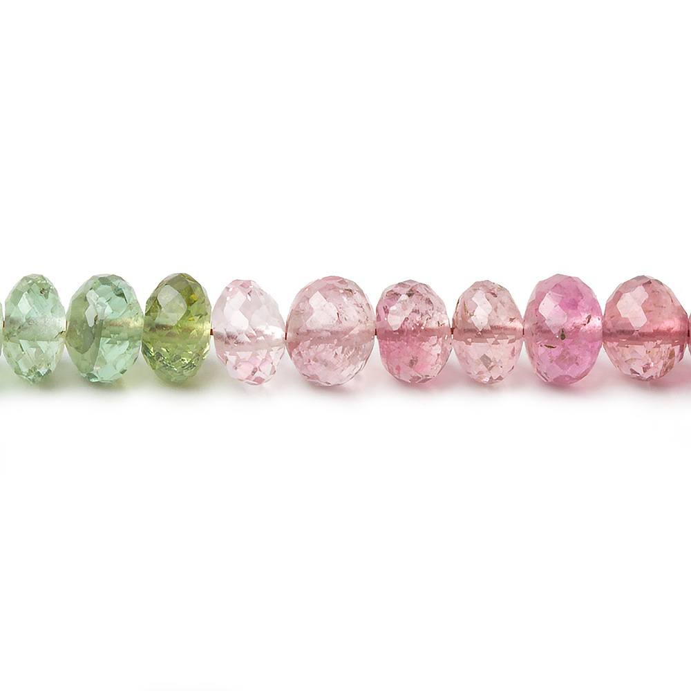 5mm Pink & Green Tourmaline Faceted Rondelle Beads 124 pieces AAA Grade - Beadsofcambay.com