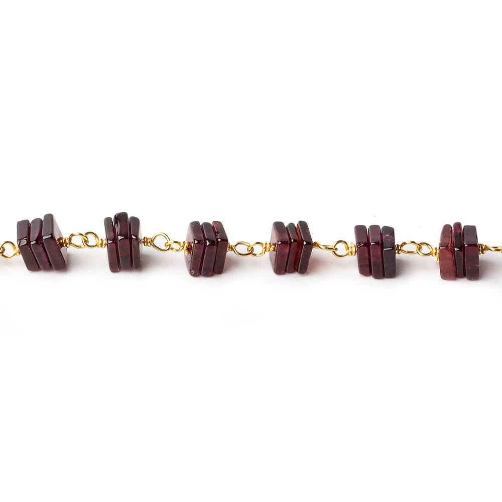 5mm Pyrope Garnet square heshi Vermeil Chain by the foot - Beadsofcambay.com