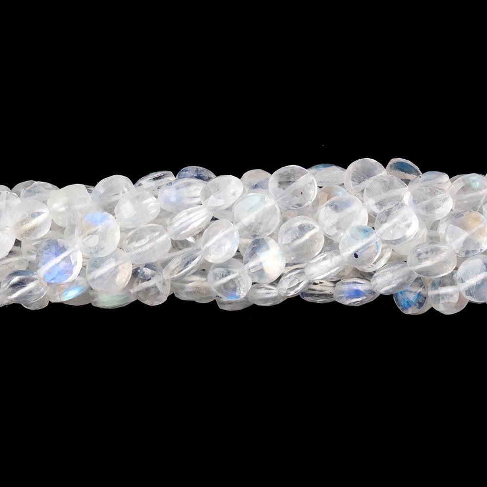 5mm Rainbow Moonstone Faceted Coin Beads 16 inch 80 pieces - Beadsofcambay.com