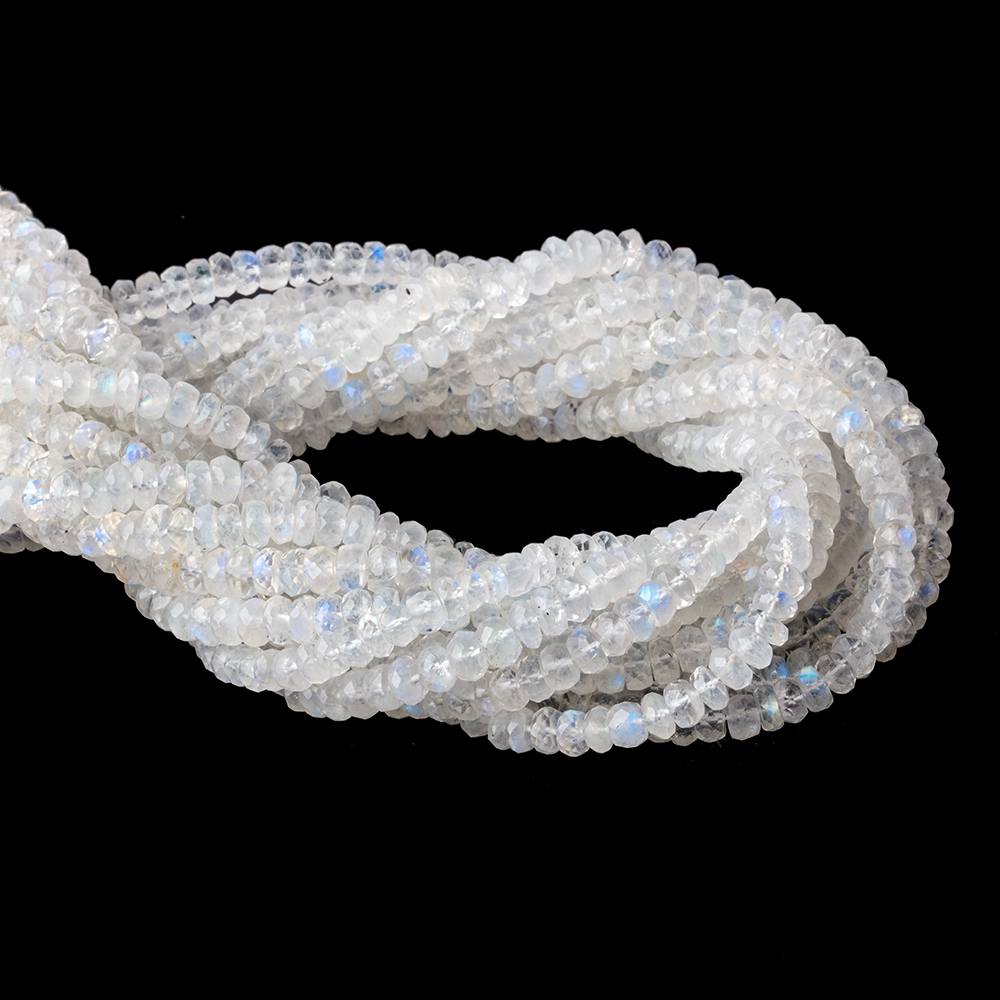 5mm Rainbow Moonstone Faceted Rondelle Beads 14 inch 118 pieces - BeadsofCambay.com