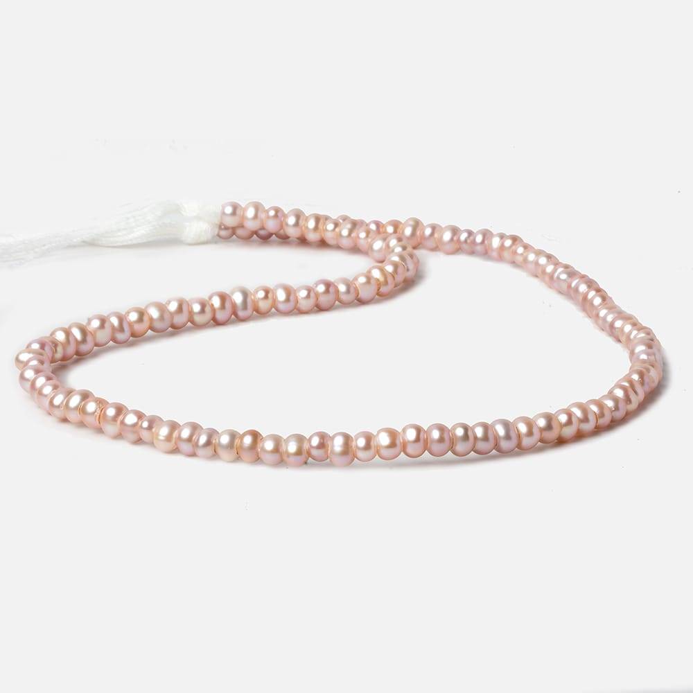 5mm Rose Pink Off Round 2.5mm Large Hole Pearls 15 inch 100 pieces - Beadsofcambay.com