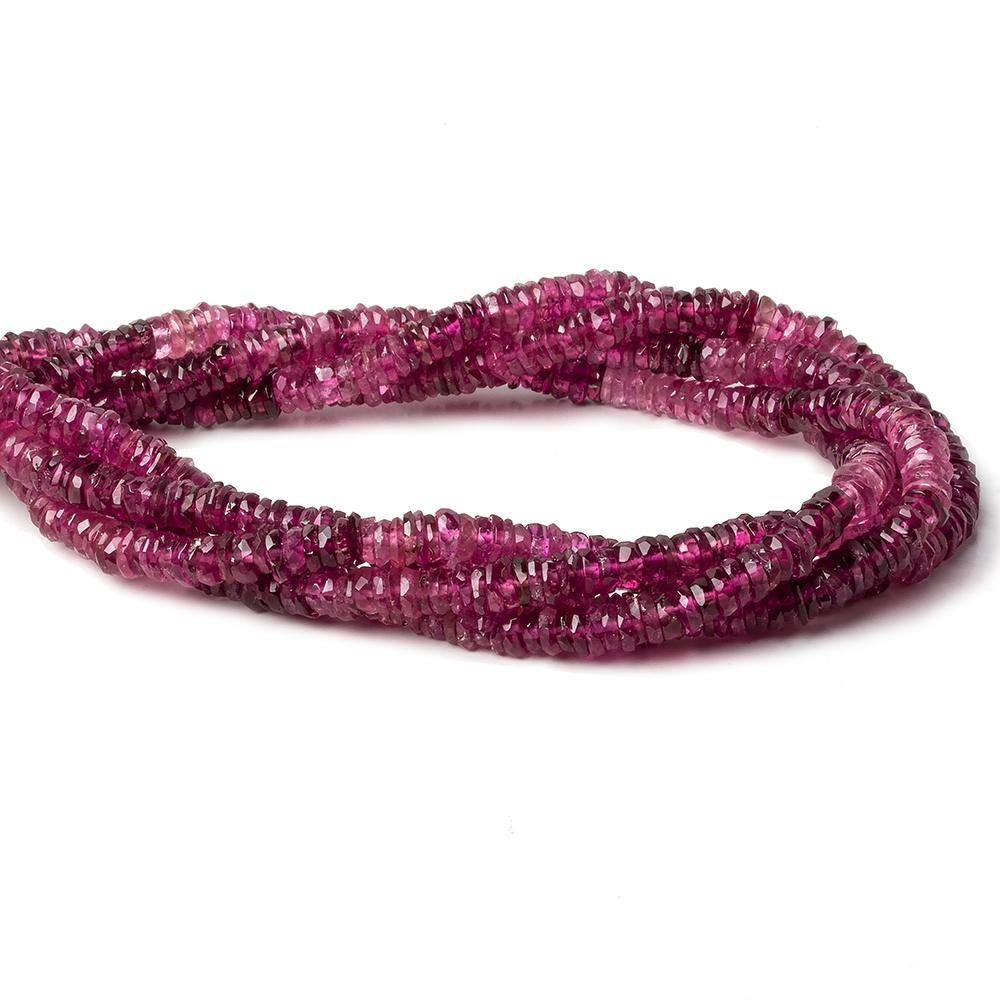5mm Rubelite Tourmaline Faceted Rondelle Beads 13.5 inch 160 pcs - Beadsofcambay.com
