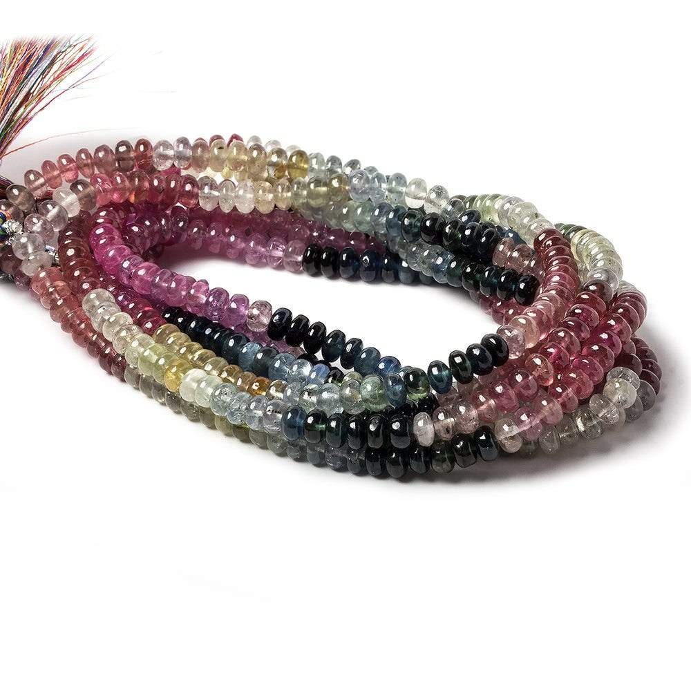 5mm Ruby & Multi Color Sapphire plain rondelles 18 inch 145 beads AA Grade - Beadsofcambay.com