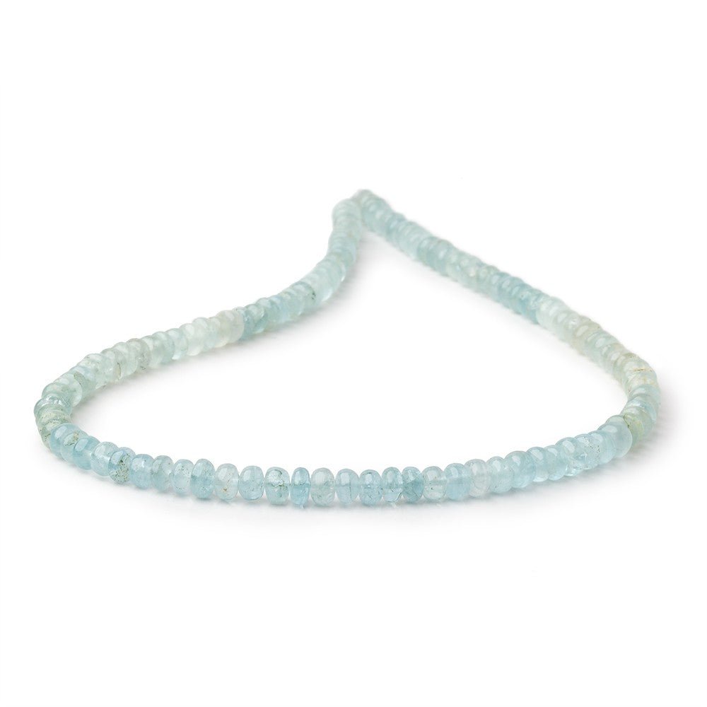 5mm Shaded Aquamarine Plain Rondelle Beads 14 inch 118 pieces - Beadsofcambay.com
