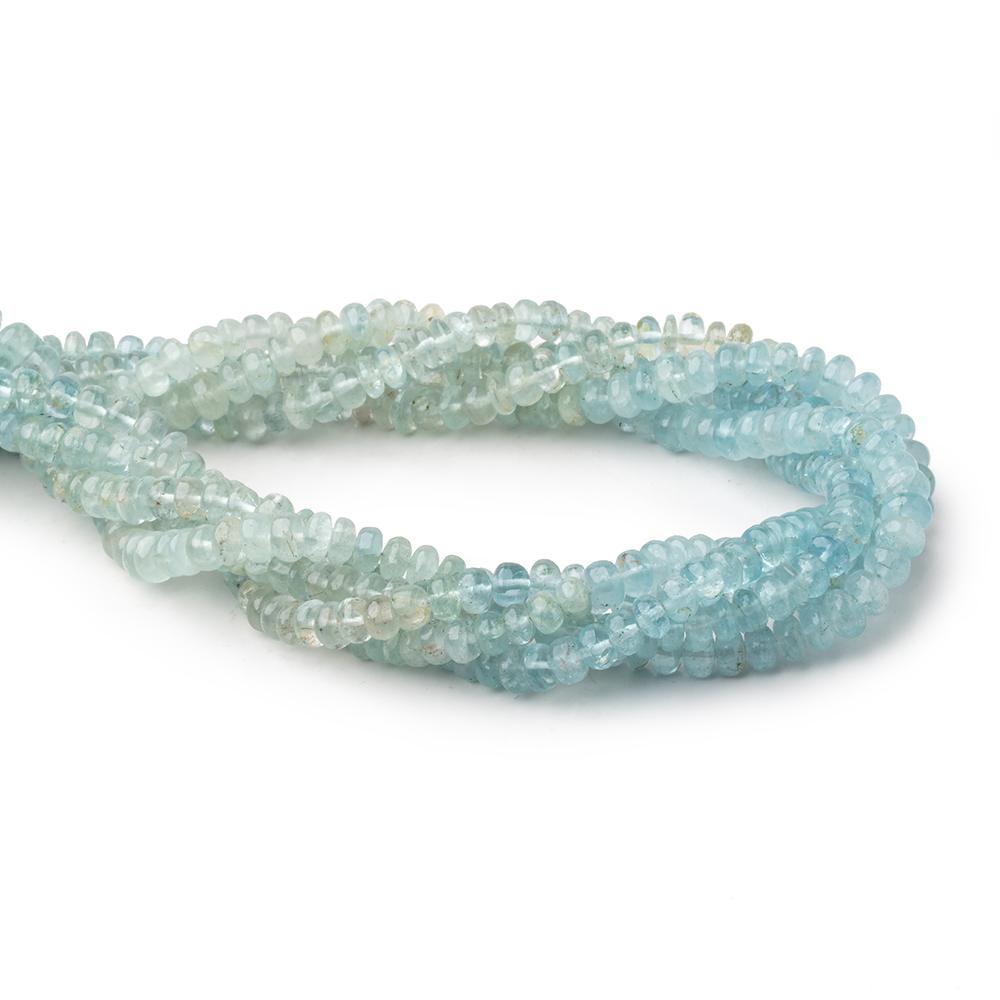 5mm Shaded Aquamarine Plain Rondelle Beads 14 inch 118 pieces - Beadsofcambay.com