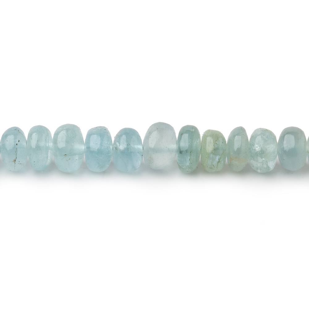 5mm Shaded Aquamarine Plain Rondelle Beads 14 inch 118 pieces - Beadsofcambay.com