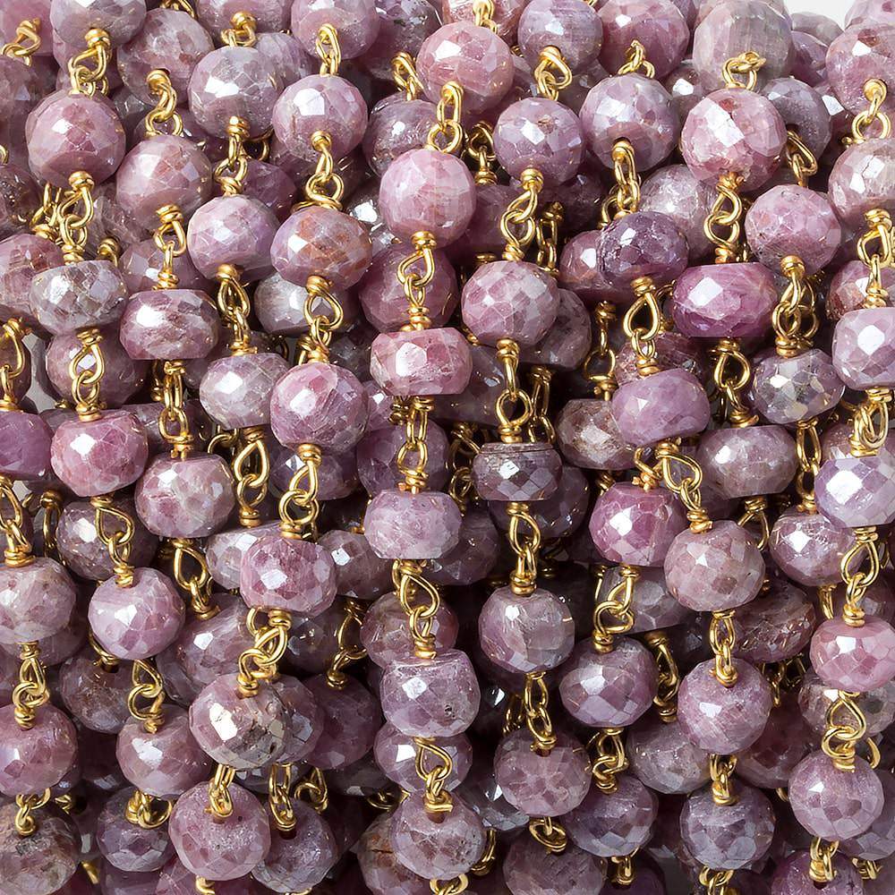 4mm Mystic Pink Sapphire rondelle Vermeil Chain 36 pieces per foot - Beadsofcambay.com